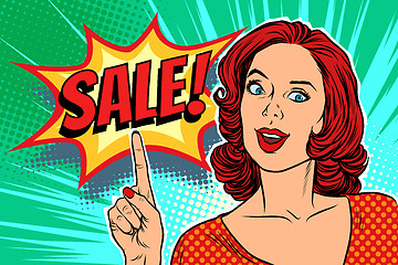 Image showing sale text pop art woman