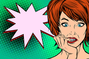 Image showing pop art woman thinking