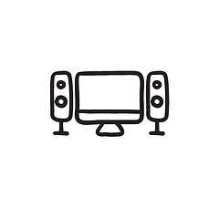 Image showing Home cinema system sketch icon.