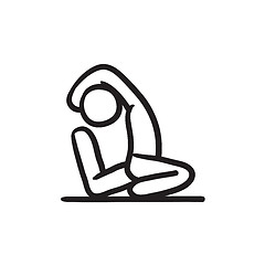 Image showing Man practicing yoga sketch icon.