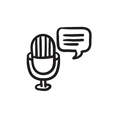 Image showing Microphone with speech square sketch icon.