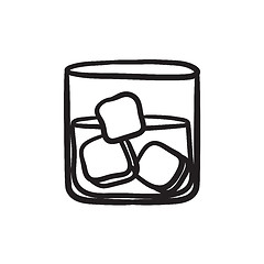 Image showing Glass of water with ice sketch icon.
