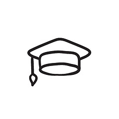 Image showing Graduation cap sketch icon.