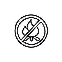 Image showing No fire sign sketch icon.