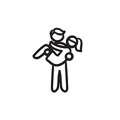 Image showing Man carrying his girlfriend sketch icon.