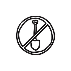 Image showing Shovel forbidden sign sketch icon.