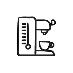 Image showing Coffee maker sketch icon.