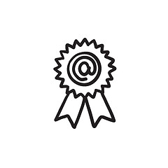 Image showing Award with at sign sketch icon.