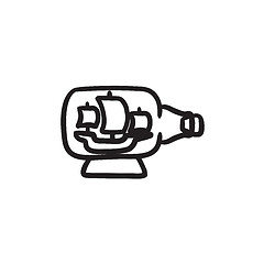 Image showing Ship inside bottle sketch icon.