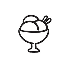 Image showing Cup of an ice cream sketch icon.