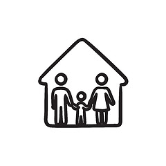 Image showing Family house sketch icon.