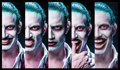 Image showing Bloody Halloween theme: crazy vampire face