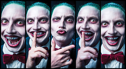 Image showing Bloody Halloween theme: crazy vampire face