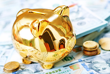 Image showing Piggy bank and money