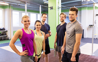 Image showing group of happy friends in gym