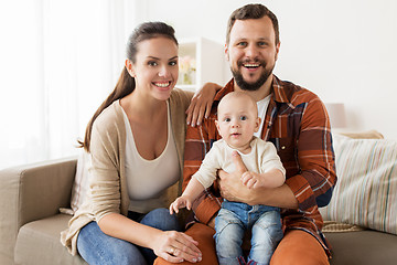 Image showing happy family with baby at home