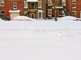 Image showing Urban winter street after snowstorm