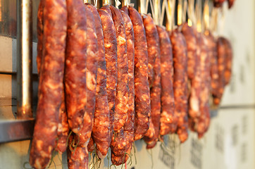 Image showing Fresh and dried Chinese sausages 