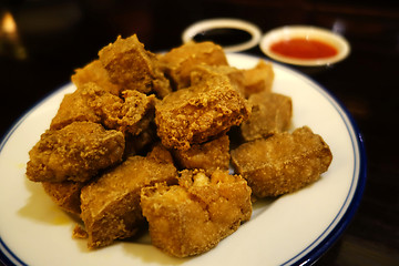 Image showing Stinky fried tofu at a Shanghai street