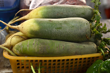 Image showing Fresh radish for cooking in market