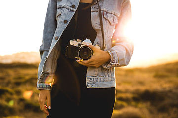 Image showing Woman Taking Picture Outdoors