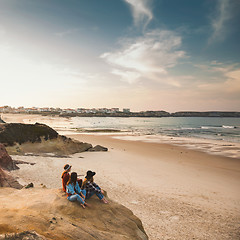 Image showing Girs enjoying  a day on the beach