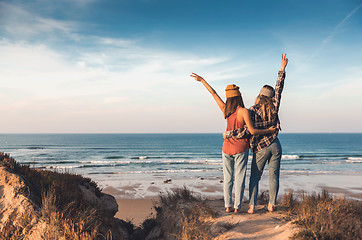 Image showing Girls on the beach