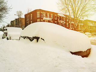 Image showing Cars entirely covered by snow