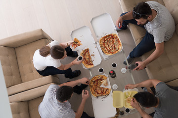 Image showing Pizza time a group of people