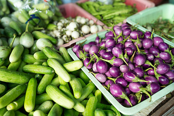 Image showing Fresh vegetable in wet market 