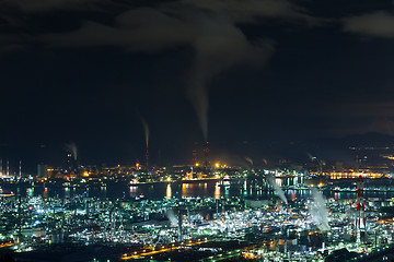 Image showing Mizushima coastal industrial area in Japan at night