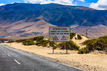 Image showing Precautions are taken at Surfers Beach Famara on Lanzarote.