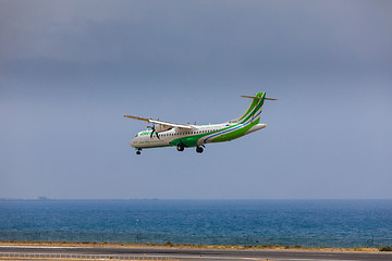 Image showing ARECIFE, SPAIN - APRIL, 16 2017: ATR 72 of Binter with the regis