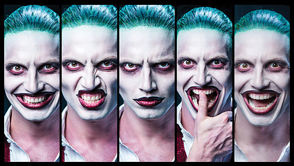 Image showing Bloody Halloween theme: crazy vampire face