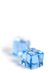 Image showing two blue glass cubes