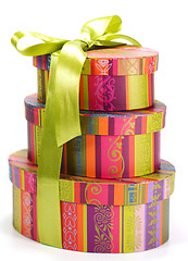 Image showing pyramid of colorful gift boxes