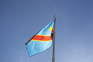 Image showing National flag of Congo on a flagpole