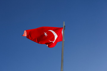 Image showing National flag of Turkey on a flagpole