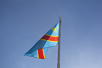 Image showing National flag of Congo on a flagpole
