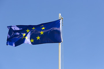 Image showing Flag of European Union on a flagpole