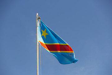 Image showing National flag of Congo on a flagpole