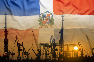 Image showing Industrial concept with Dominican Republic flag at sunset