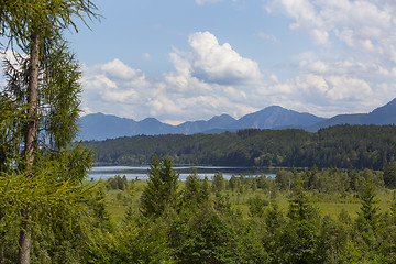 Image showing Nature landscape with mountain panorma at Staffelsee, Bavaria, G