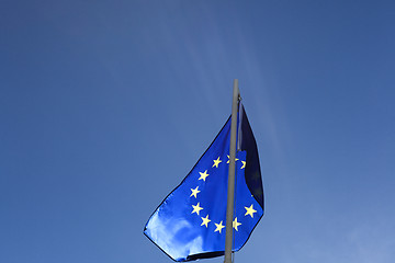 Image showing Flag of European Union on a flagpole