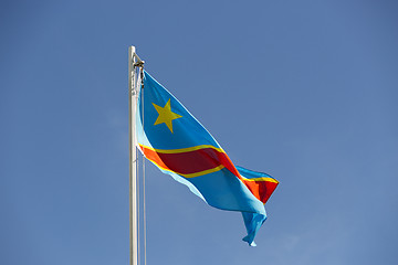 Image showing National flag of Congo on a flagpole