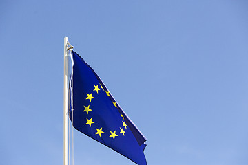 Image showing Flag of European Union on a flagpole