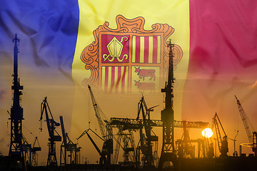 Image showing Industrial concept with Andorra flag at sunset