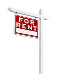 Image showing Left Facing For Rent Real Estate Sign Isolated on a White Backgo