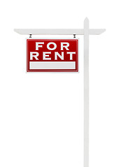 Image showing Left Facing For Rent Real Estate Sign Isolated on a White Backgo