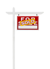 Image showing Right Facing Sold For Sale Real Estate Sign Isolated on a White 